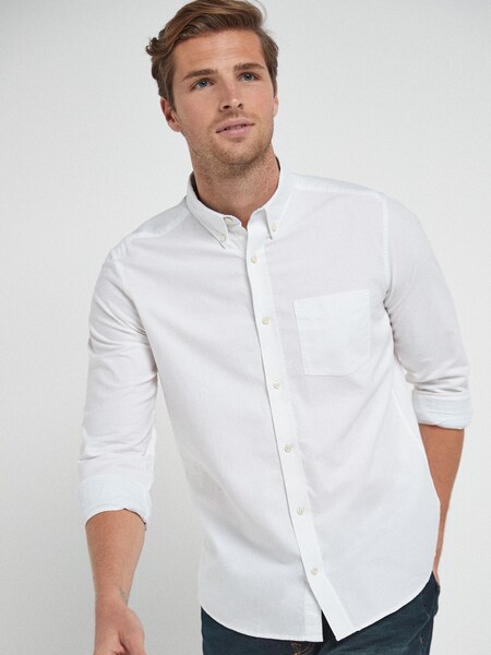 White Regular Fit Long Sleeve Oxford Shirt (792430) | £26