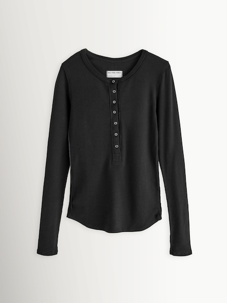 Black - Jamie Long Sleeve Henley T-shirt