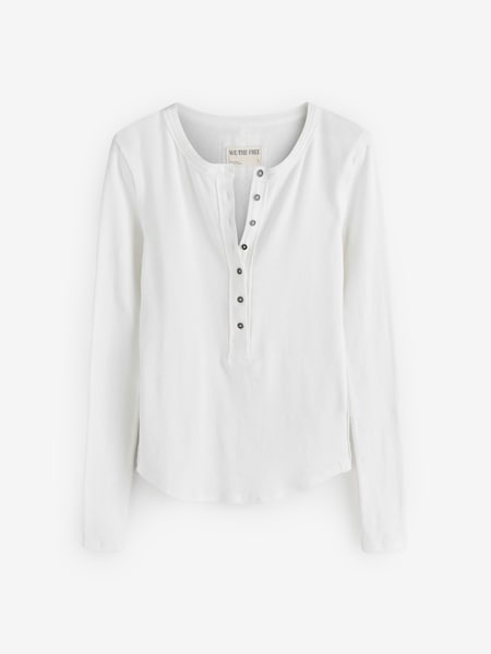 White - Jamie Long Sleeve Henley T-shirt
