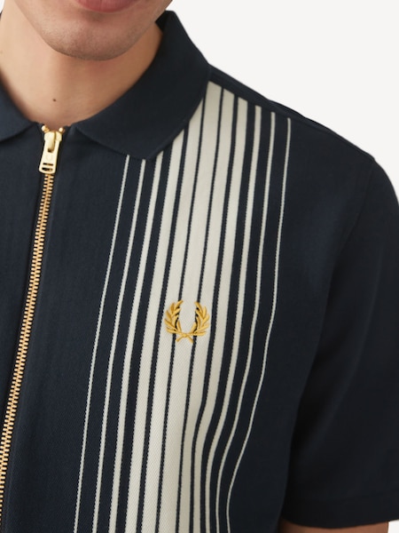 Navy Ombre Stripe Zip Through Polo Shirt (915220) | £75