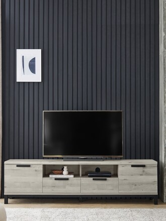 Grey Bronx Up to 80 inch Oak Effect Slim TV Unit