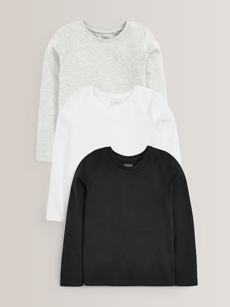 Monochrome Long Sleeve Basic T-Shirts 3 Pack (3-16yrs) (973312) | £11 - £17