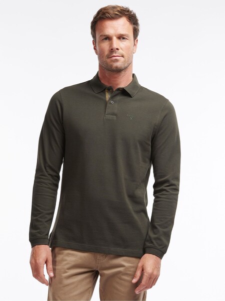 Green Essential Long Sleeve Sports Polo Shirt (A87984) | £60