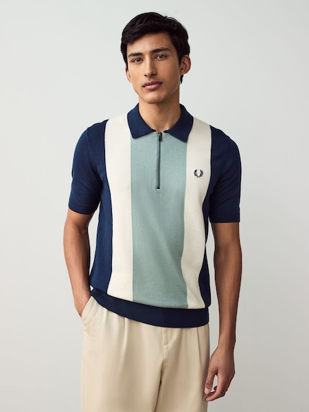 Vertical Stripe Zip Neck Shirt (AA4253) | £130