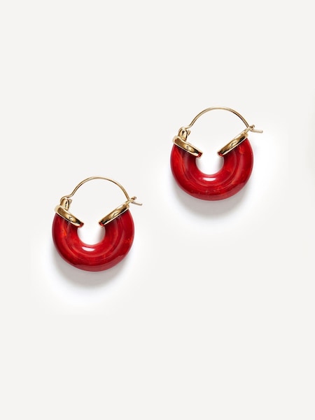 Red Petit Swell Gold Plated Hoops (AC1217) | £60