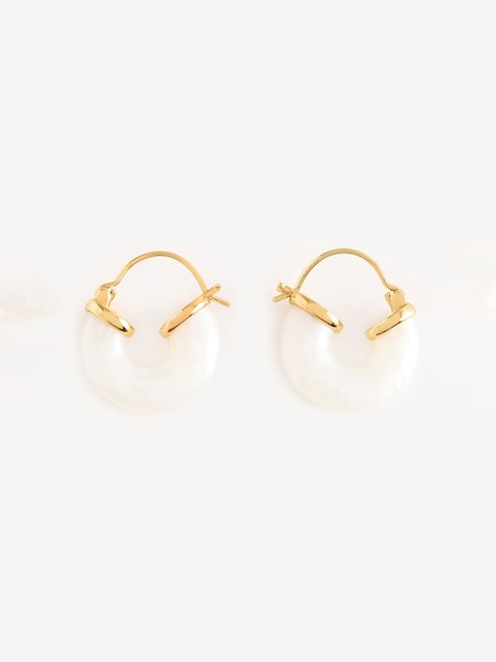 White Petit Swell Gold Plated Hoops (AC1219) | £60