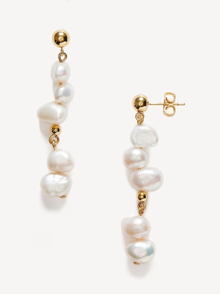 Gold Tone Plated Pearly Drop Earrings (AC1221) | £110