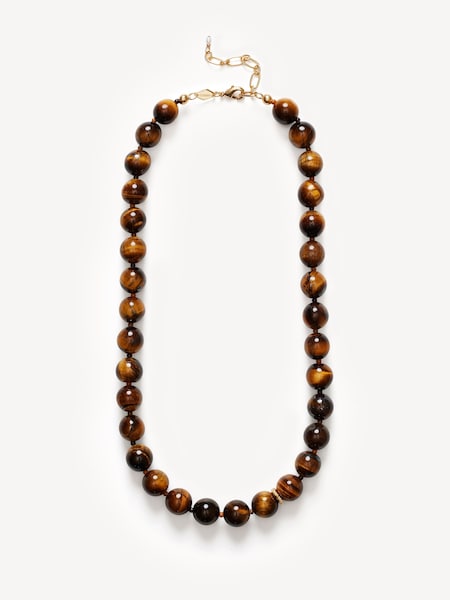Brown Eye Of The Tiger Ball Necklace (AC1225) | £130