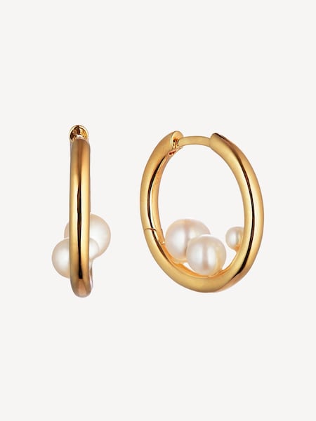Gold Vermeil Trio Pearl Hoops (AC1697) | £190
