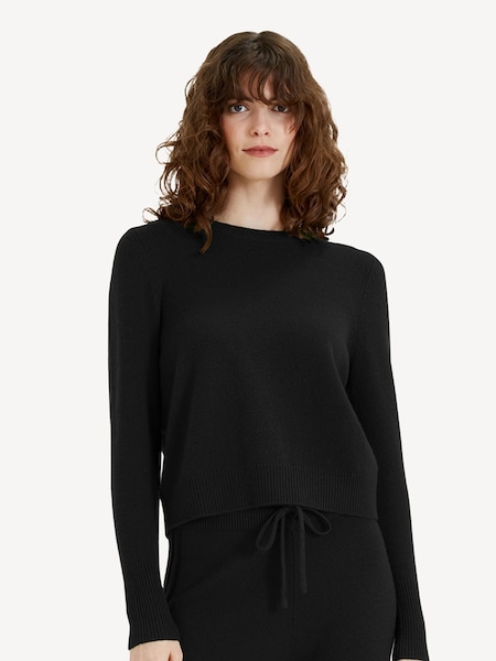 Pure Cashmere Crop Black Jumper (AC1909) | £275