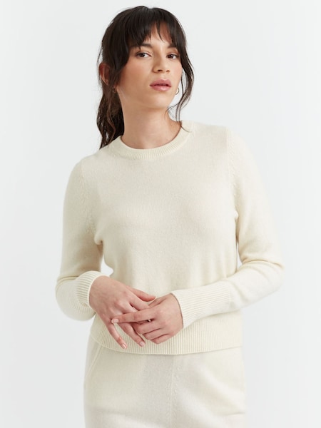 Cream Pure Cashmere Crop Jumper (AC1931) | £275
