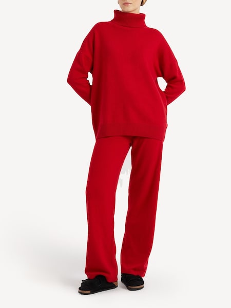 Red Pure Cashmere Relaxed Polo Jumper (AC1943) | £350