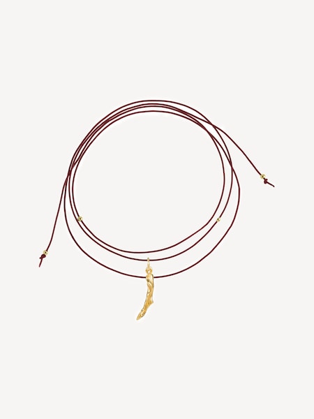 Gold Tone Molten Coral Leather Cord Necklace (AC4588) | £95