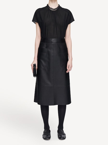 Black Blomfield Leather Midi Skirt (AC5309) | £975