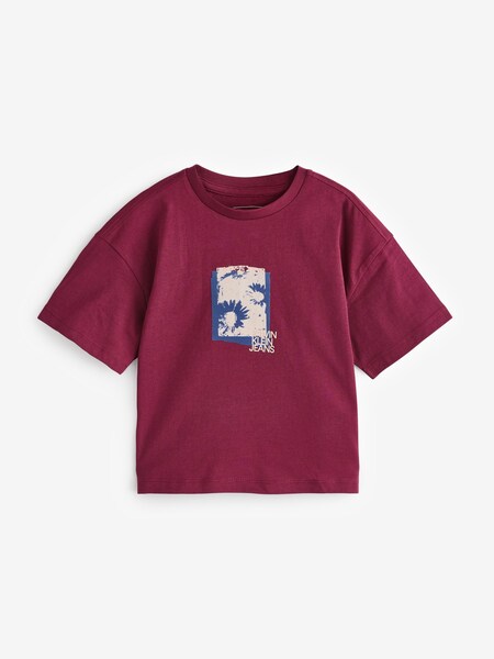 Red 100% Cotton Flower Graphic Short Sleeved T-Shirt (AC9185) | £13.50