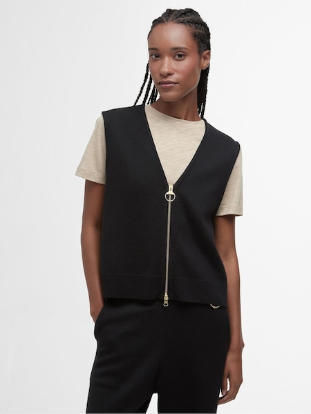 Black Re-Engineered Maya Sleeveless Zip Up Tank (AD5103) | £119