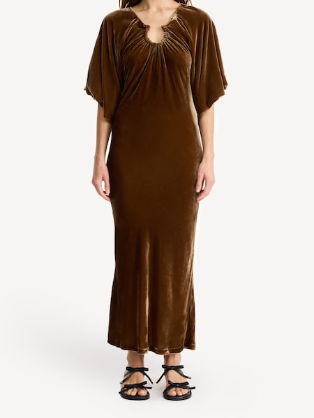 Brown Rosae Velvet Maxi Dress (AD6413) | £180