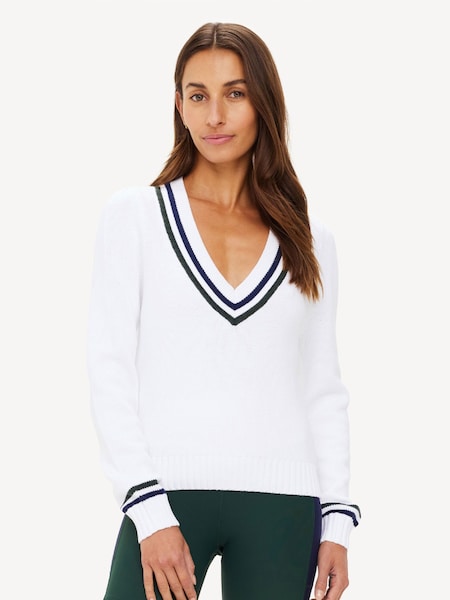 White Sonny V-Neck Knit Sweater (AD6912) | £130