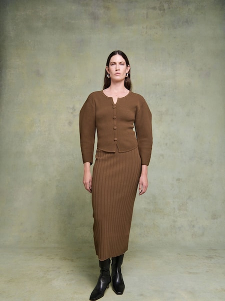 Brown Francinas Ribbed Cardigan (AD7166) | £370