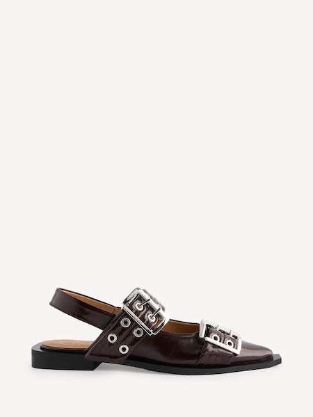 Red Feminine Buckle Print Ballerinas (AE4140) | £325