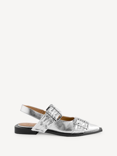 Silver Feminine Buckle Print Ballerinas (AE4148) | £345
