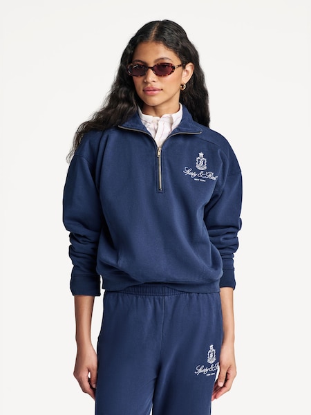 Blue Vendome Embroidered Quarter Zip Sweat Top (AF5869) | £176