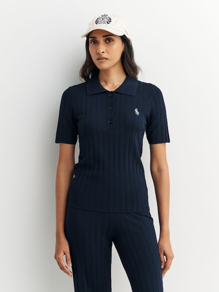 Blue SRC Ribbed Polo Shirt (AF5888) | £152