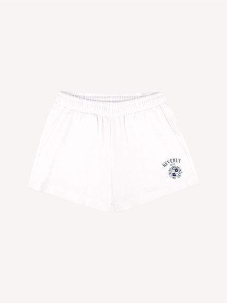 White H&W Crest Embroidered Disco Shorts (AF5889) | £96