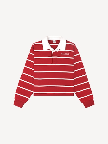 Red Serif Logo Cropped Rugby Polo Shirt (AF5897) | £184
