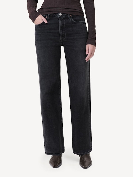Black Harper Mid Rise Relaxed Straight Jeans (AG5136) | £290