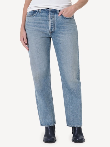 Light Blue 90's Pinch Waist High Rise Straight Jeans (AG5142) | £270