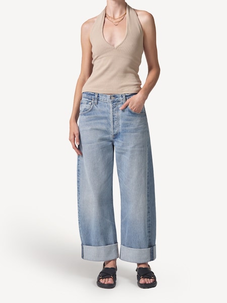 Light Blue Ayla Baggy Cuff Jeans (AG5335) | £340