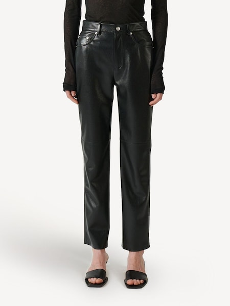 Black Vinni Cropped Vegan Leather Straight Leg Trousers (AG9206) | £395
