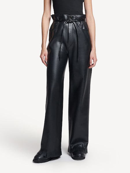 Black Harlee Leather Wide Leg Trousers (AG9212) | £595