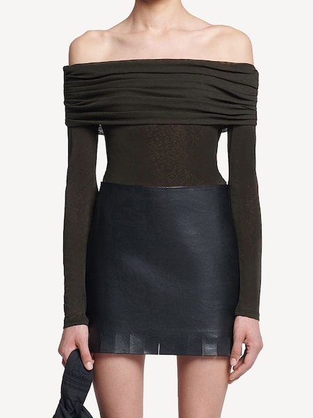 Black Amily Stretch Bardot Top (AG9213) | £225