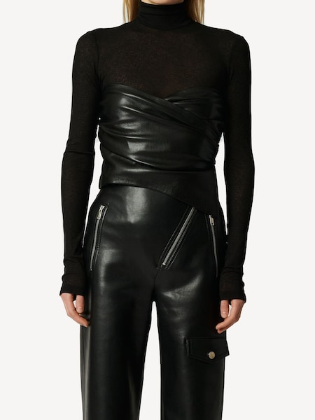 Black Kynlee Twist Bodice Rollneck Top (AG9237) | £150