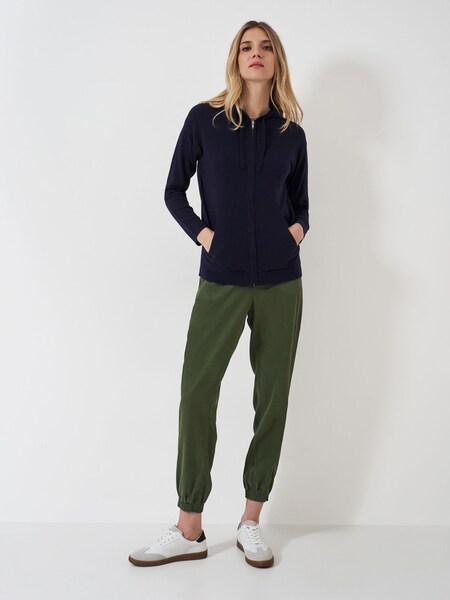 Blue Merino Wool Blend Zip Through Hoodie (AH6590) | £28