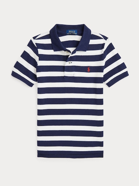 Blue/White Boys Striped Pique Polo Shirt (AJ4900) | £75 - £79