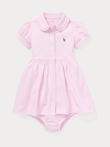 Pink Baby Girls Knit Pique Oxford Dress and Bloomer Set (AJ4919) | £79