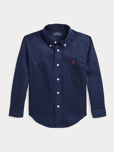 Dark Blue Boys Linen Shirt (AJ4951) | £79 - £89