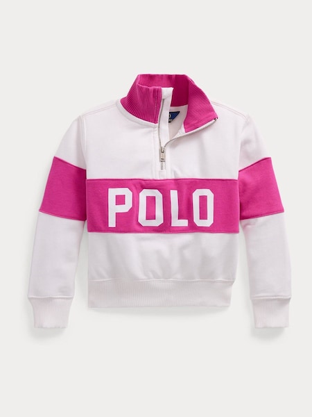 Pink Girls Logo French Terry Quarter-Zip Pullover Sweatshirt (AJ4973) | £99 - £109
