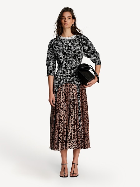 Brown Meg Leopard/Polka Dot Midi Dress (AJ6611) | £265