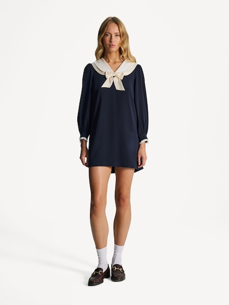 Blue Halina Bow Mini Dress (AJ6613) | £225