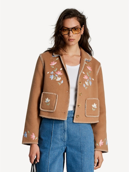 Brown Sunday Petal Embroidery Jacket (AJ6618) | £275