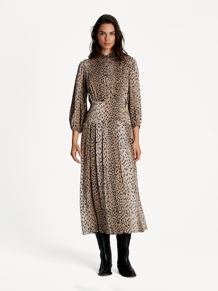 Brown Izzy Antelope Spot Jacquard Midi Dress (AJ6627) | £245