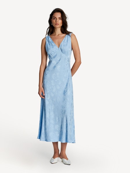 Blue Sandrine Daisy Jacquard Midi Dress (AJ6631) | £235