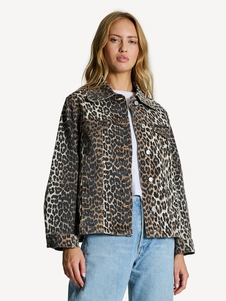 Brown Leopard Print Denim Jacket (AJ6723) | £345