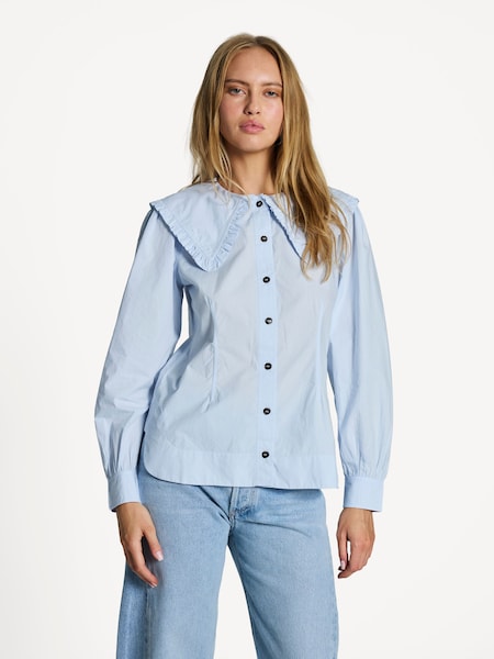Grey Poplin Frill Collar Shirt (AJ6724) | £195