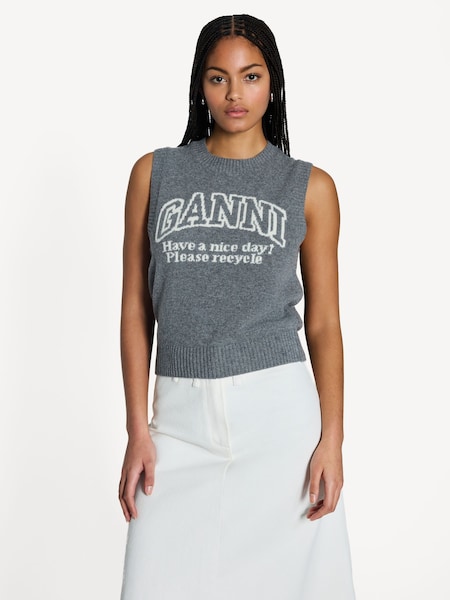 Grey Graphic Wool Vest (AJ6725) | £195