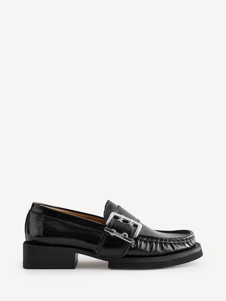 Black Feminine Buckle Naplack Loafers (AJ6734) | £365